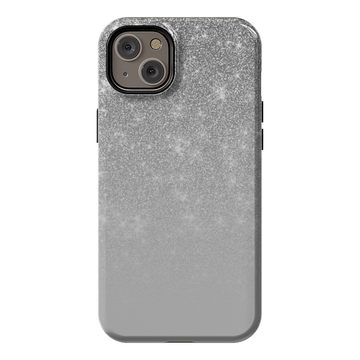 iPhone 14 Plus StrongFit Glam Silver Glitter Grey Ombre Gradient by Julie Erin Designs