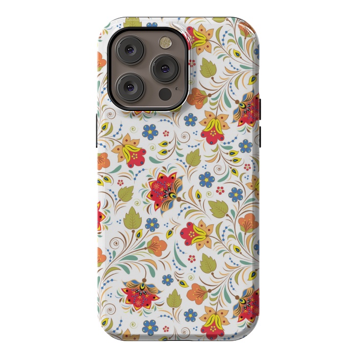 iPhone 14 Pro max StrongFit red yellow floral pattern by MALLIKA