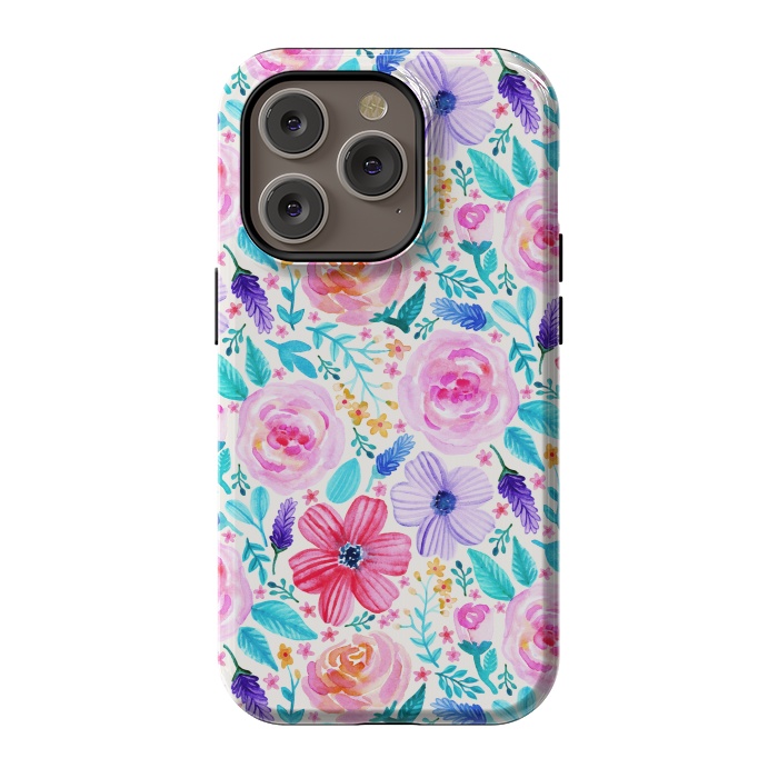 iPhone 14 Pro StrongFit Bold Blooms - Cool Colours by Tangerine-Tane