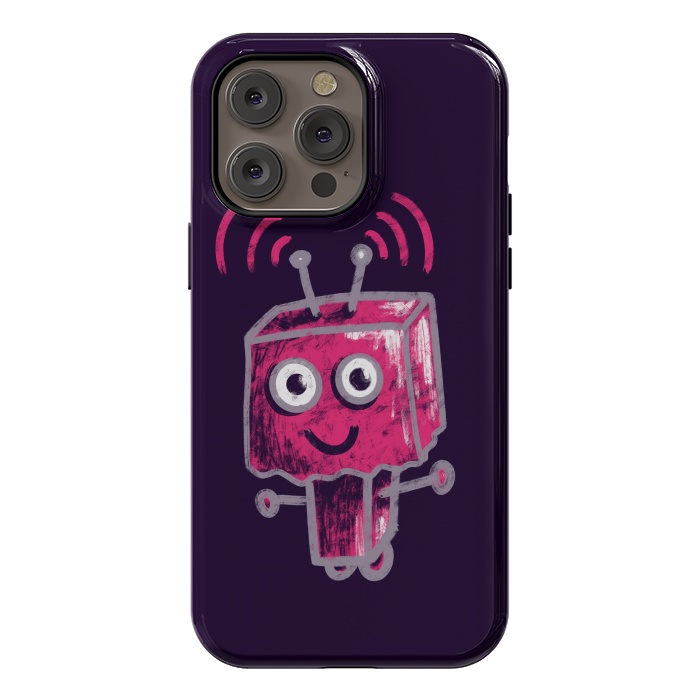 iPhone 14 Pro max StrongFit Cute Pink Robot With Paper Bag Head Kids by Boriana Giormova