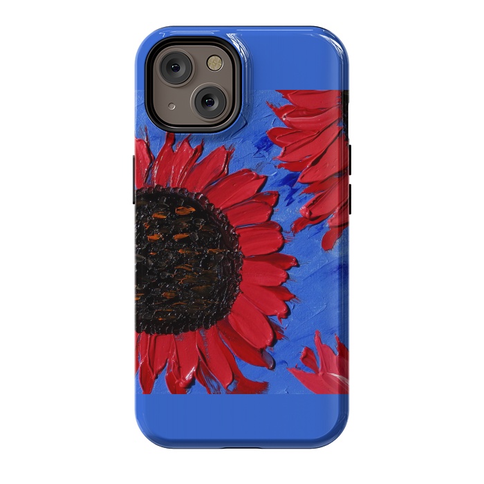 iPhone 14 StrongFit Red sunflowers art by ArtKingdom7