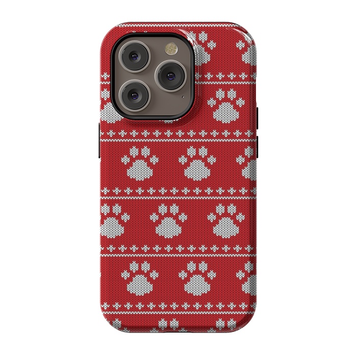 iPhone 14 Pro StrongFit red paws pattern by MALLIKA