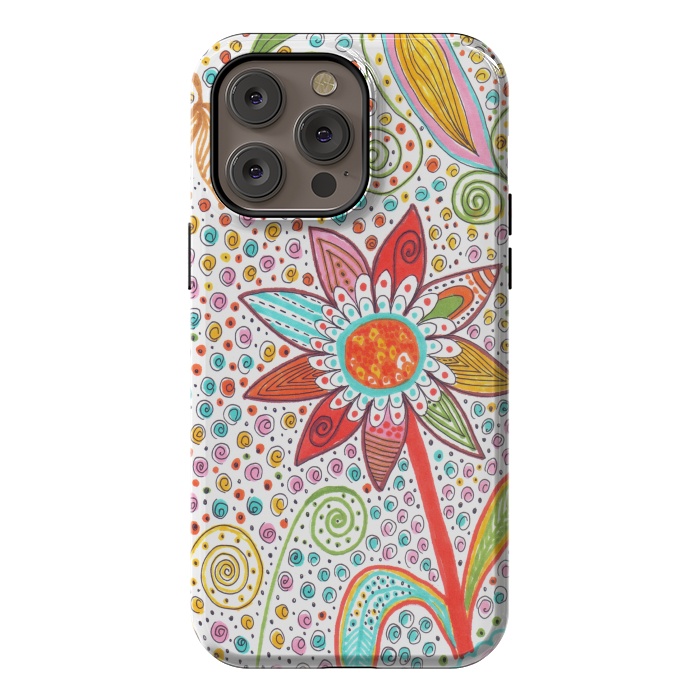 iPhone 14 Pro max StrongFit Floral mandala dot art by ArtKingdom7