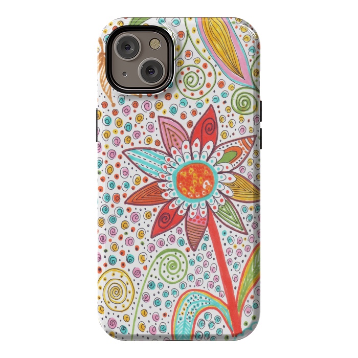 iPhone 14 Plus StrongFit Floral mandala dot art by ArtKingdom7