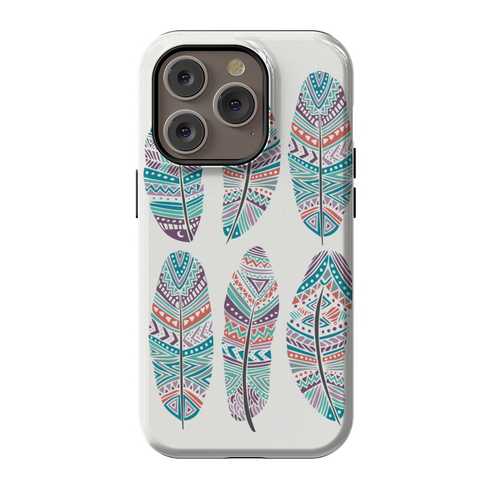 iPhone 14 Pro StrongFit Feathers Feathers by Pom Graphic Design