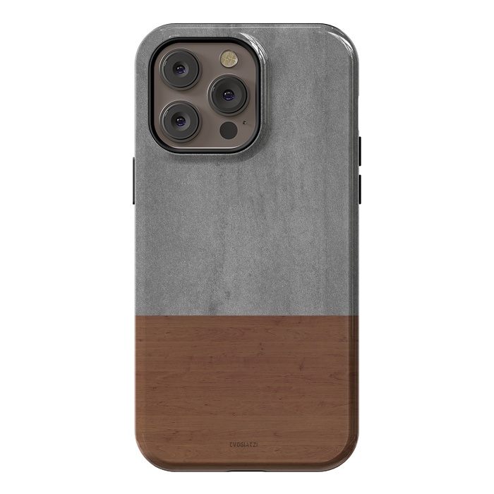 iPhone 14 Pro max StrongFit Concrete-Touch of a Wood by ''CVogiatzi.