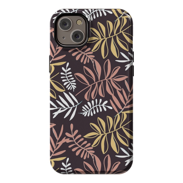 iPhone 14 Plus StrongFit Neutral modern tropical leaves by Oana 