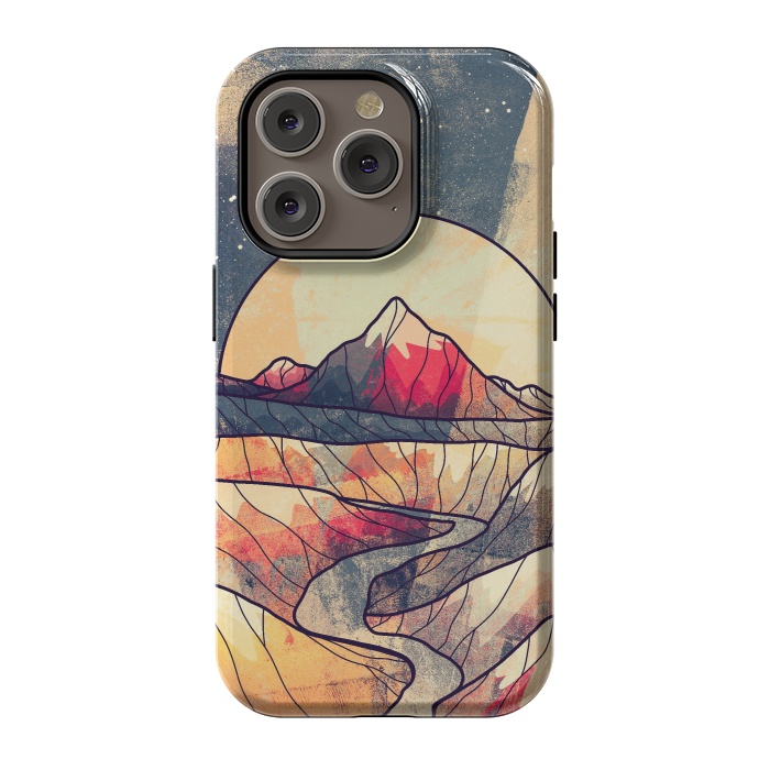 iPhone 14 Pro StrongFit Retro river mountains by Steve Wade (Swade)