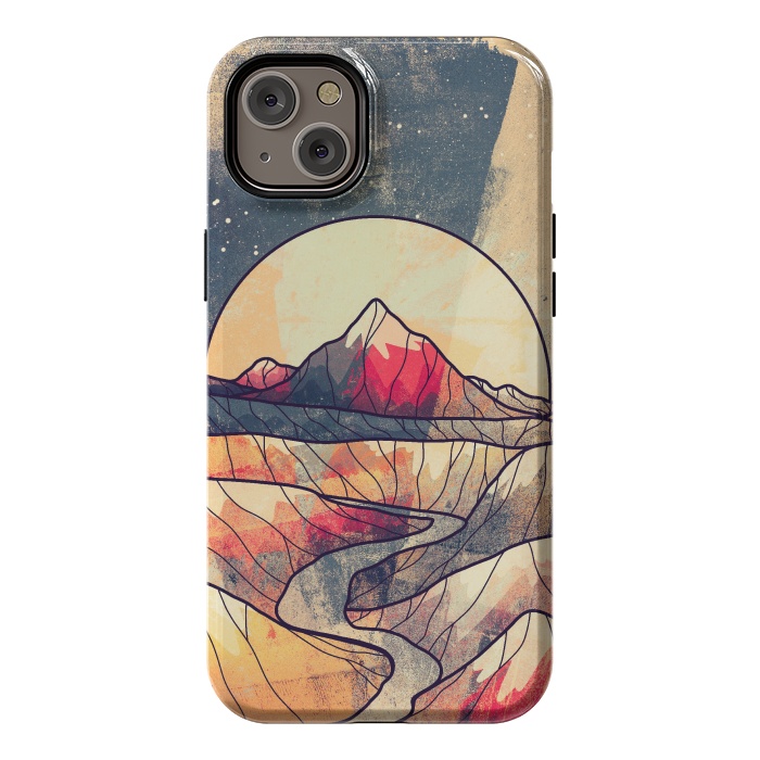 iPhone 14 Plus StrongFit Retro river mountains by Steve Wade (Swade)