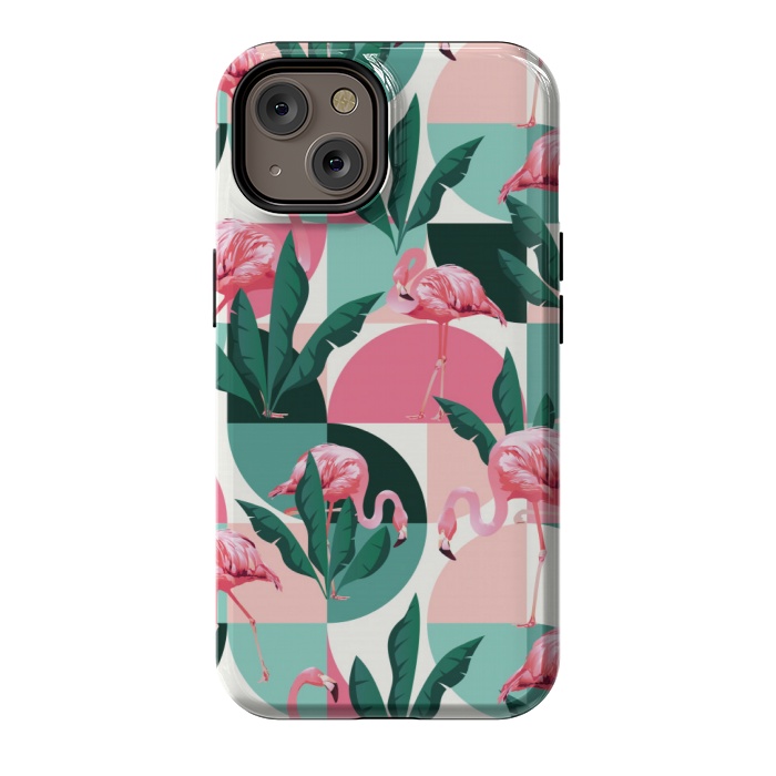 iPhone 14 StrongFit square flamingo pattern  by MALLIKA