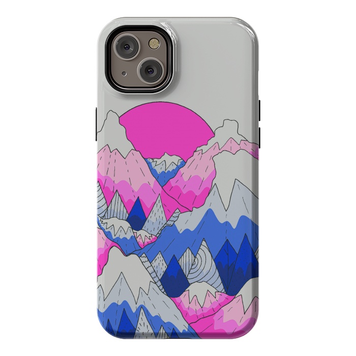 iPhone 14 Plus StrongFit The hot pink and blue peaks by Steve Wade (Swade)