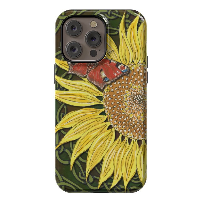 iPhone 14 Pro max StrongFit Sunflower and Butterfly by Lotti Brown