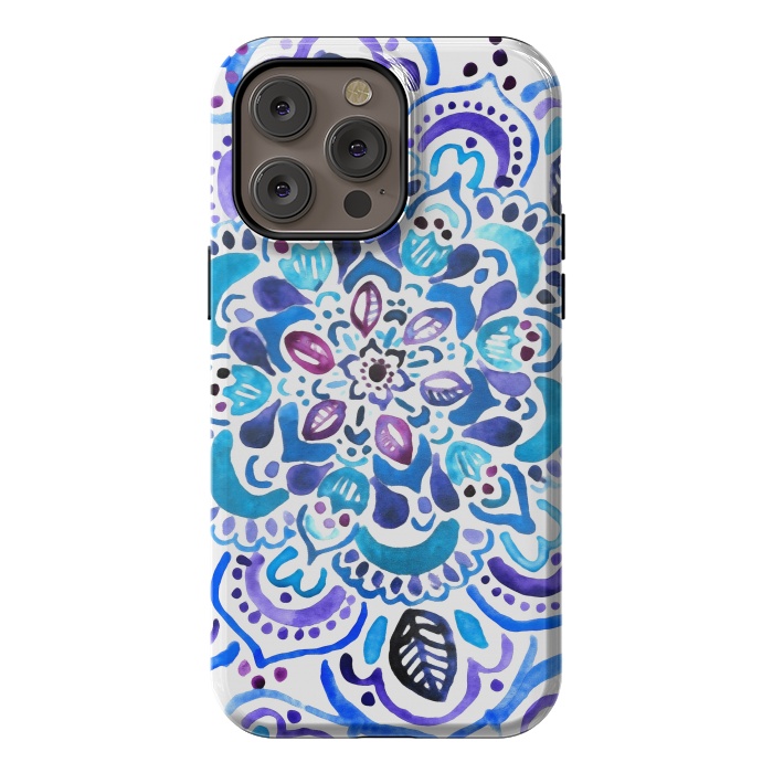 iPhone 14 Pro max StrongFit Ocean Watercolour Mandala - Vivid by Tangerine-Tane
