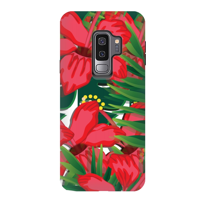 Galaxy S9 plus StrongFit red tulips tropical by MALLIKA