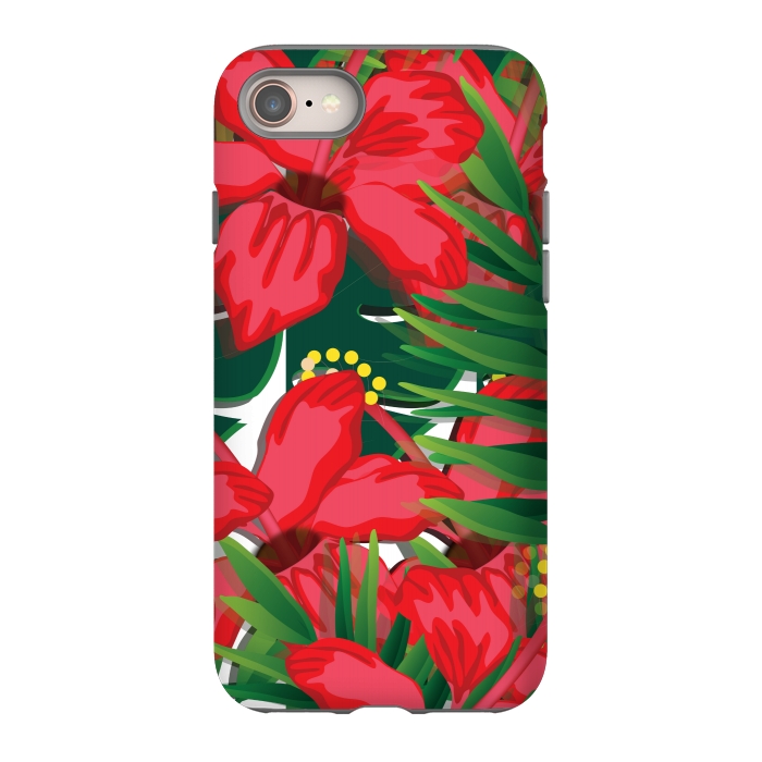 iPhone 8 StrongFit red tulips tropical by MALLIKA