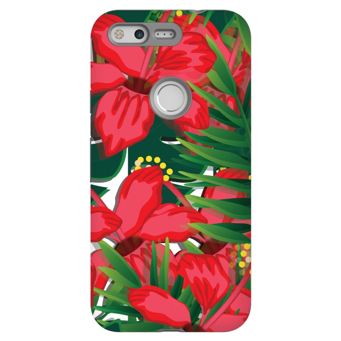 Pixel StrongFit red tulips tropical by MALLIKA