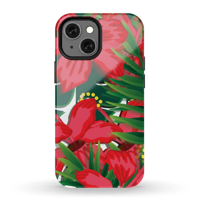 iPhone 12 mini StrongFit red tulips tropical by MALLIKA