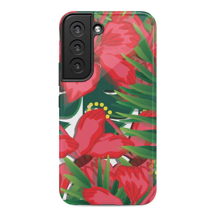 Galaxy S22 StrongFit red tulips tropical by MALLIKA