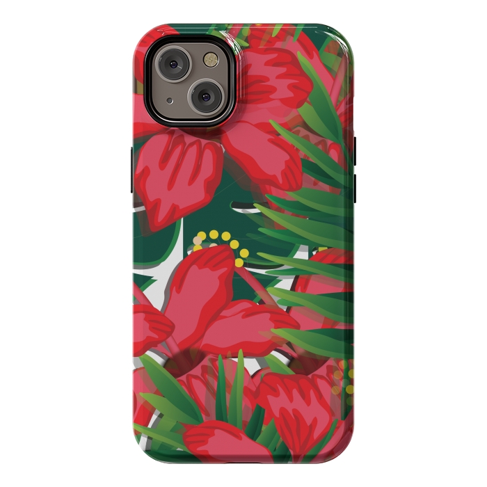 iPhone 14 Plus StrongFit red tulips tropical by MALLIKA