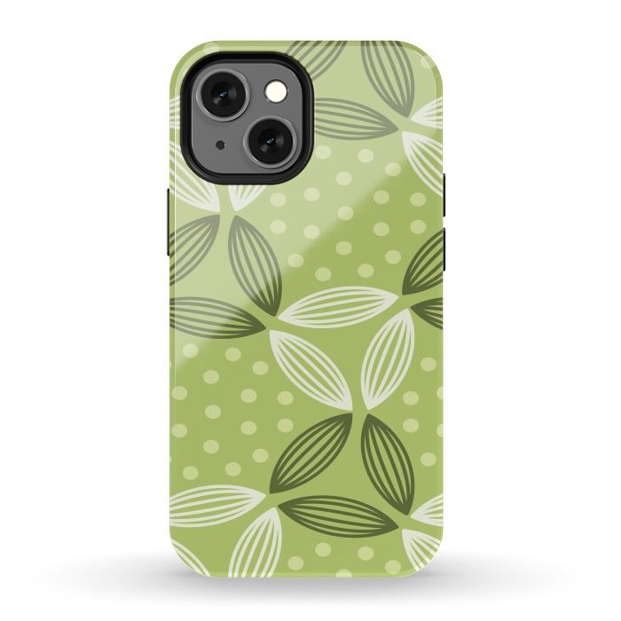 iPhone 13 mini StrongFit green leave pattern by MALLIKA