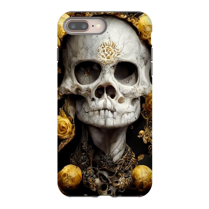 iPhone 7 plus StrongFit yellow gold roses skull by haroulita
