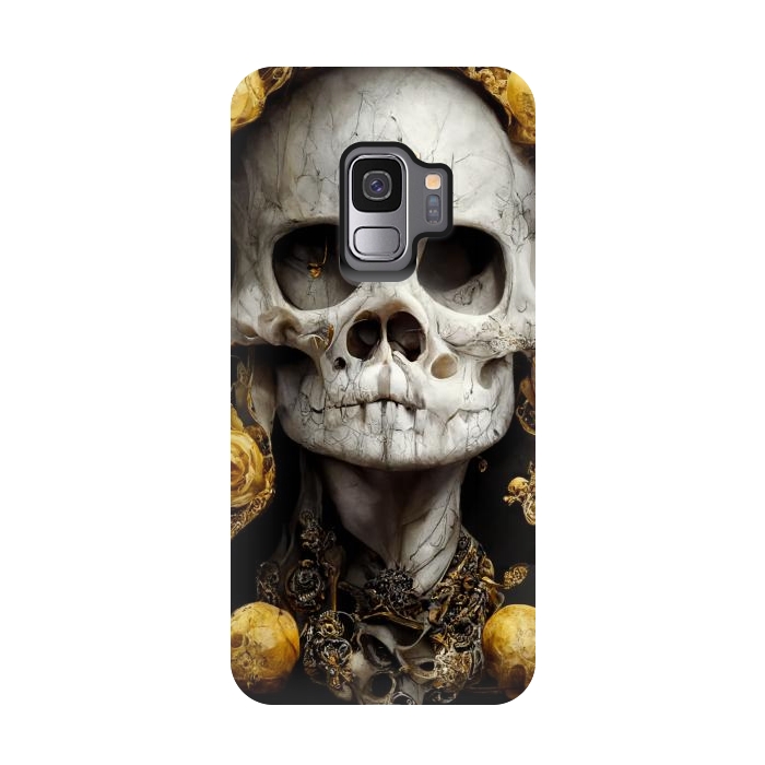 Galaxy S9 StrongFit yellow gold roses skull by haroulita