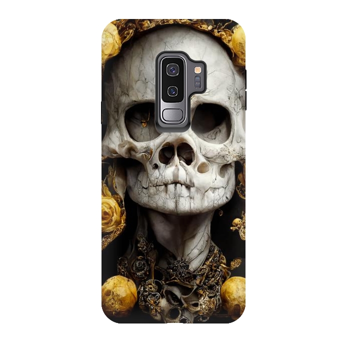 Galaxy S9 plus StrongFit yellow gold roses skull by haroulita