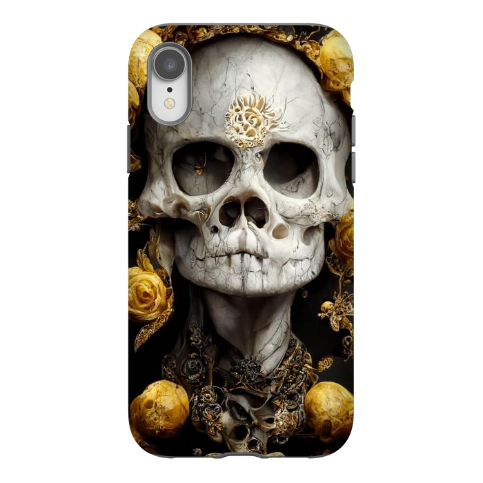 iPhone Xr StrongFit yellow gold roses skull by haroulita