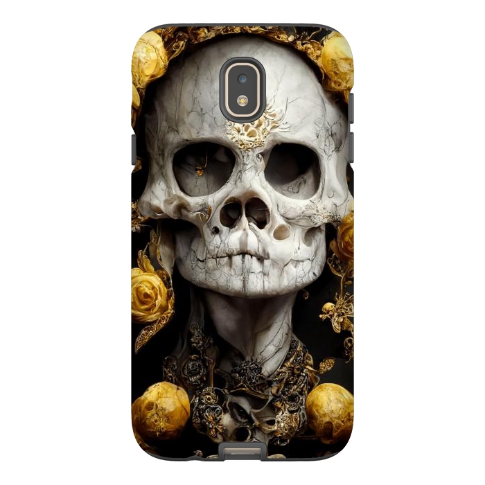 Galaxy J7 StrongFit yellow gold roses skull by haroulita