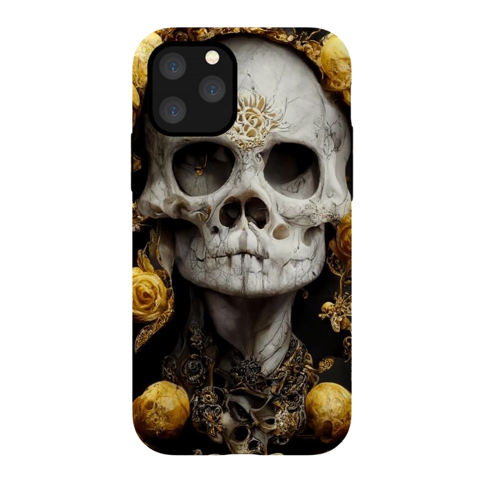 iPhone 11 Pro StrongFit yellow gold roses skull by haroulita