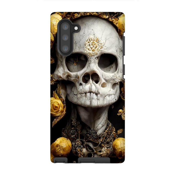 Galaxy Note 10 StrongFit yellow gold roses skull by haroulita
