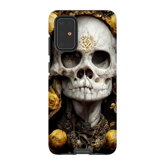 Galaxy S20 Plus StrongFit yellow gold roses skull by haroulita