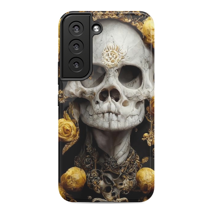 Galaxy S22 StrongFit yellow gold roses skull by haroulita