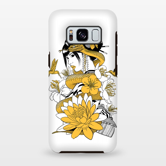Galaxy S8 plus StrongFit Yellow snake geisha by Alberto