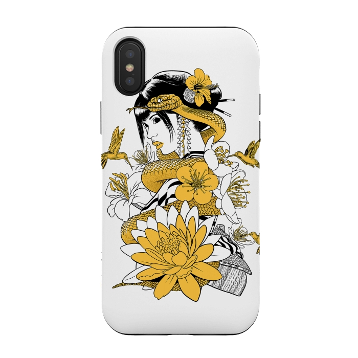 iPhone Xs / X StrongFit Yellow snake geisha by Alberto