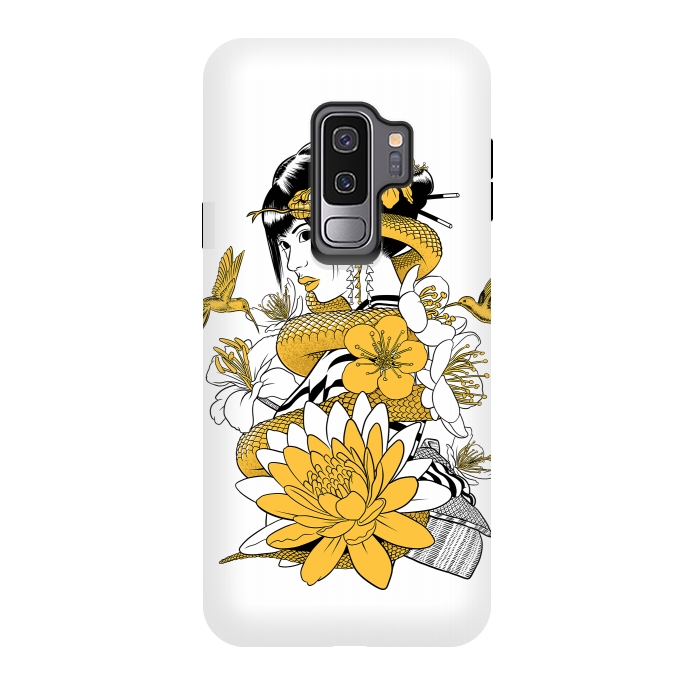 Galaxy S9 plus StrongFit Yellow snake geisha by Alberto