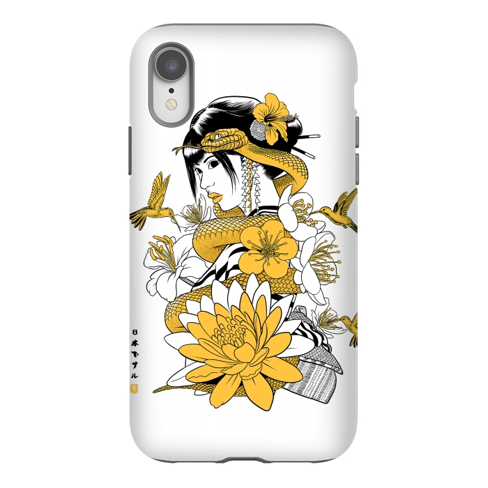 iPhone Xr StrongFit Yellow snake geisha by Alberto