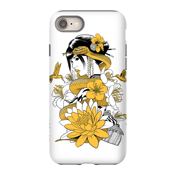 iPhone SE StrongFit Yellow snake geisha by Alberto