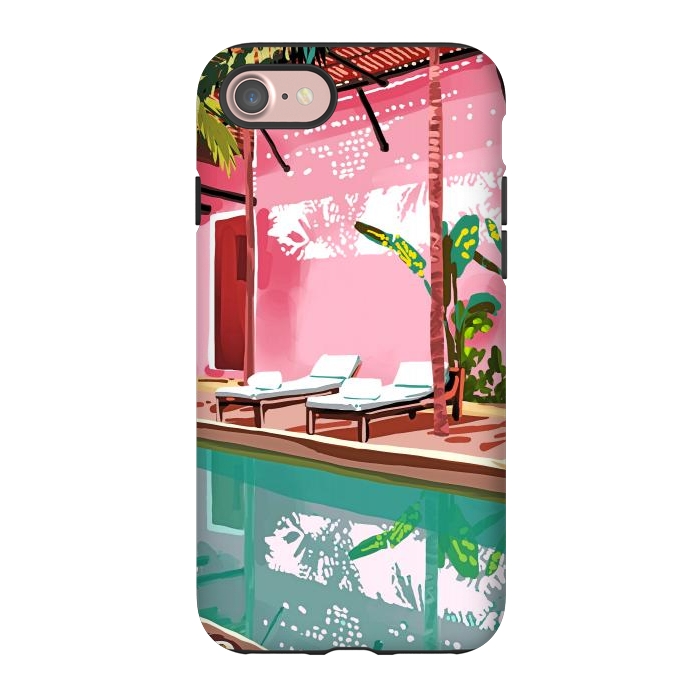 iPhone 7 StrongFit Vacay Villa | Blush Pink Summer Architecture | Tropical Travel Building | Palm Bohemian Resort by Uma Prabhakar Gokhale