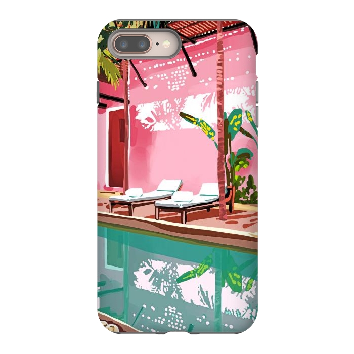 iPhone 7 plus StrongFit Vacay Villa | Blush Pink Summer Architecture | Tropical Travel Building | Palm Bohemian Resort by Uma Prabhakar Gokhale