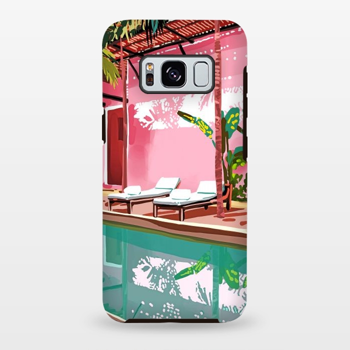 Galaxy S8 plus StrongFit Vacay Villa | Blush Pink Summer Architecture | Tropical Travel Building | Palm Bohemian Resort by Uma Prabhakar Gokhale