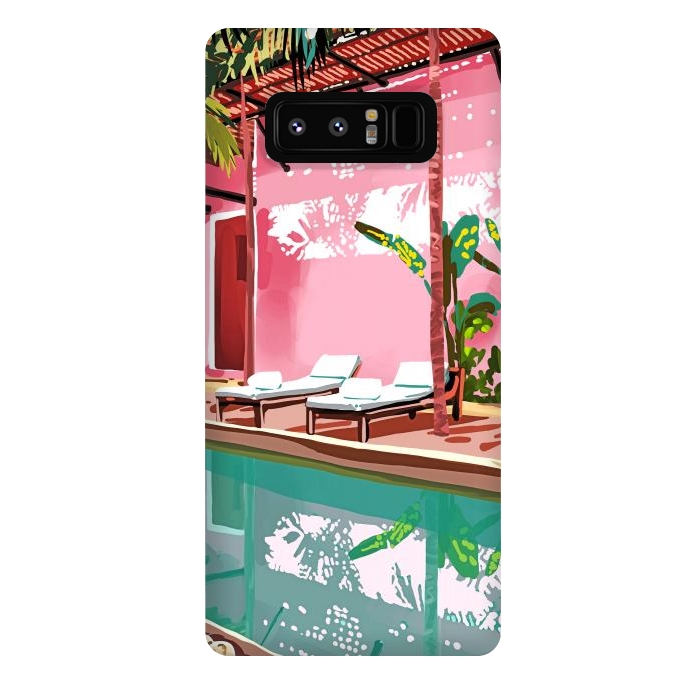 Galaxy Note 8 StrongFit Vacay Villa | Blush Pink Summer Architecture | Tropical Travel Building | Palm Bohemian Resort by Uma Prabhakar Gokhale