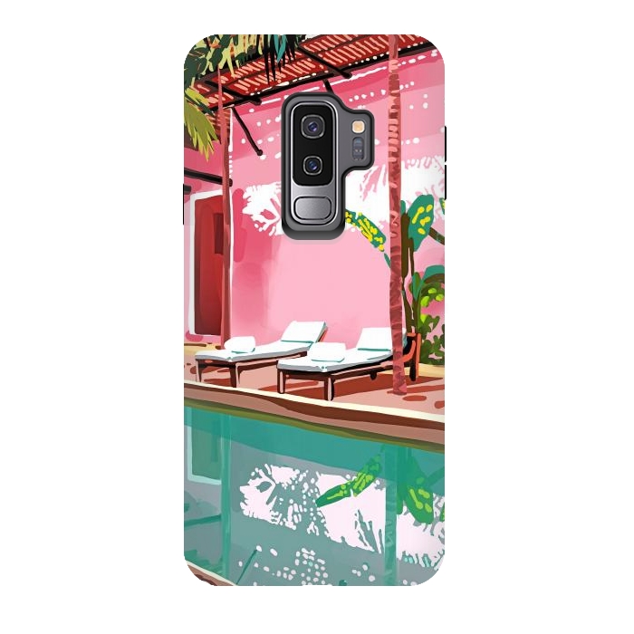 Galaxy S9 plus StrongFit Vacay Villa | Blush Pink Summer Architecture | Tropical Travel Building | Palm Bohemian Resort by Uma Prabhakar Gokhale