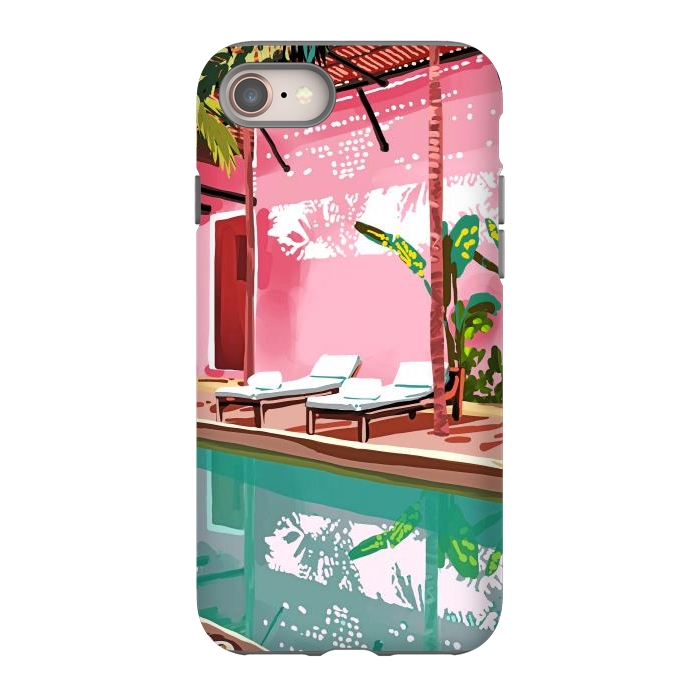 iPhone 8 StrongFit Vacay Villa | Blush Pink Summer Architecture | Tropical Travel Building | Palm Bohemian Resort by Uma Prabhakar Gokhale
