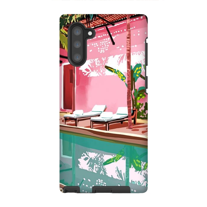 Galaxy Note 10 StrongFit Vacay Villa | Blush Pink Summer Architecture | Tropical Travel Building | Palm Bohemian Resort by Uma Prabhakar Gokhale