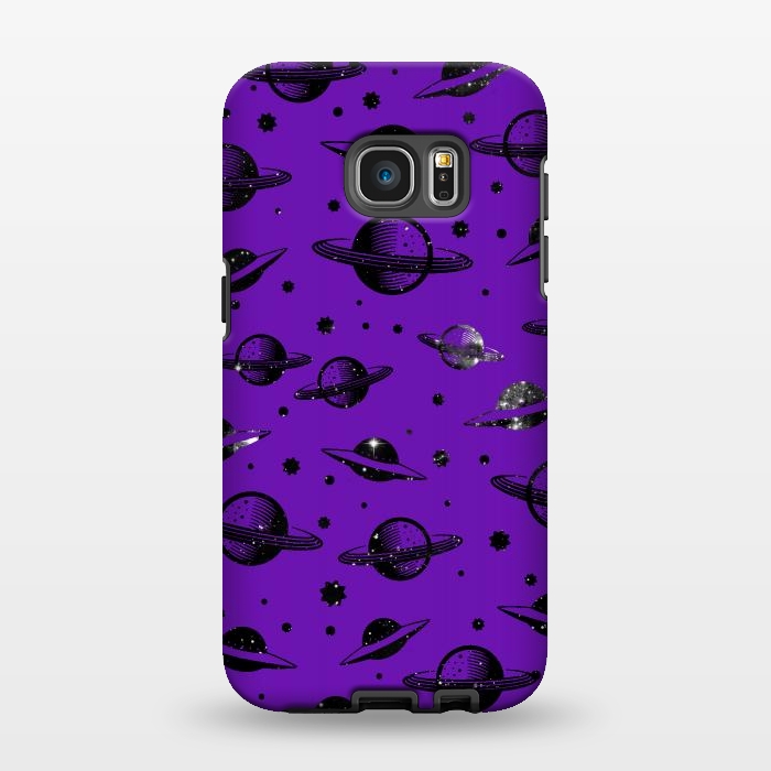 Galaxy S7 EDGE StrongFit Planets, stars space pattern on purple background by Oana 