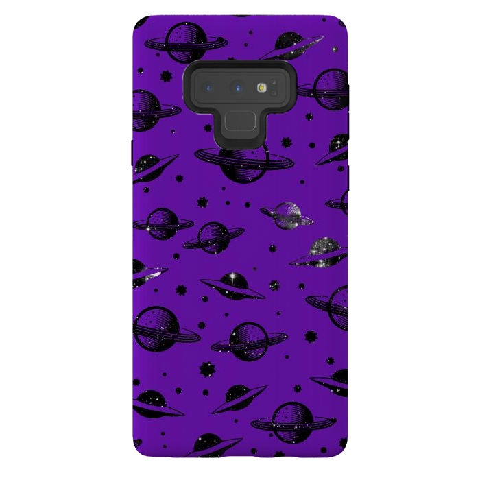 Galaxy Note 9 StrongFit Planets, stars space pattern on purple background by Oana 