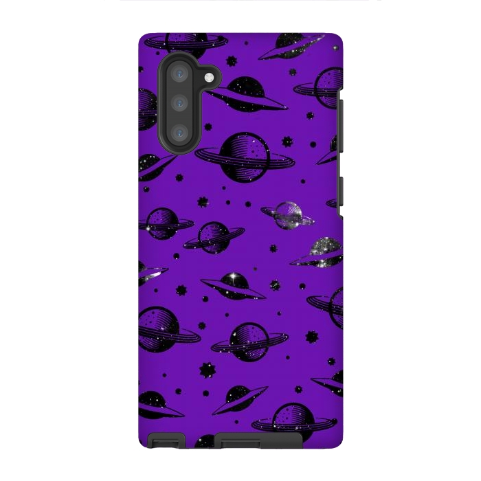 Galaxy Note 10 StrongFit Planets, stars space pattern on purple background by Oana 