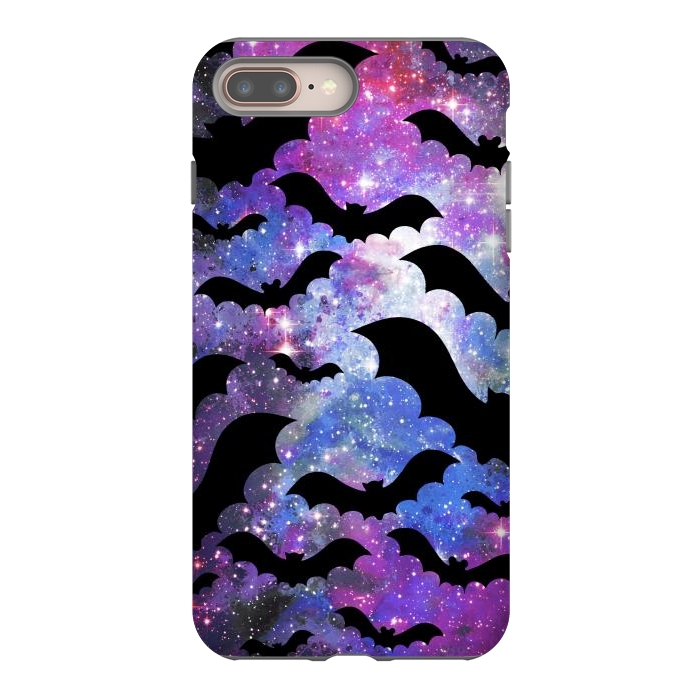 iPhone 7 plus StrongFit Flying bats and starry night sky - purple-blue night sky by Oana 