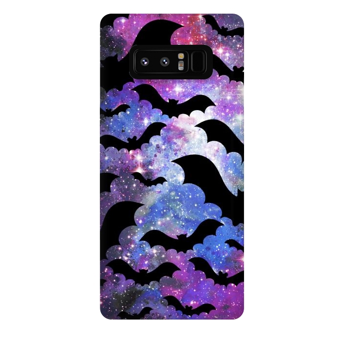 Galaxy Note 8 StrongFit Flying bats and starry night sky - purple-blue night sky by Oana 
